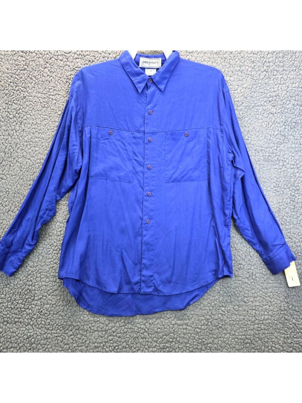Vintage Lord Isaacs Button Down Shirt M Blue Vibrant Office Retro Preppy Coastal